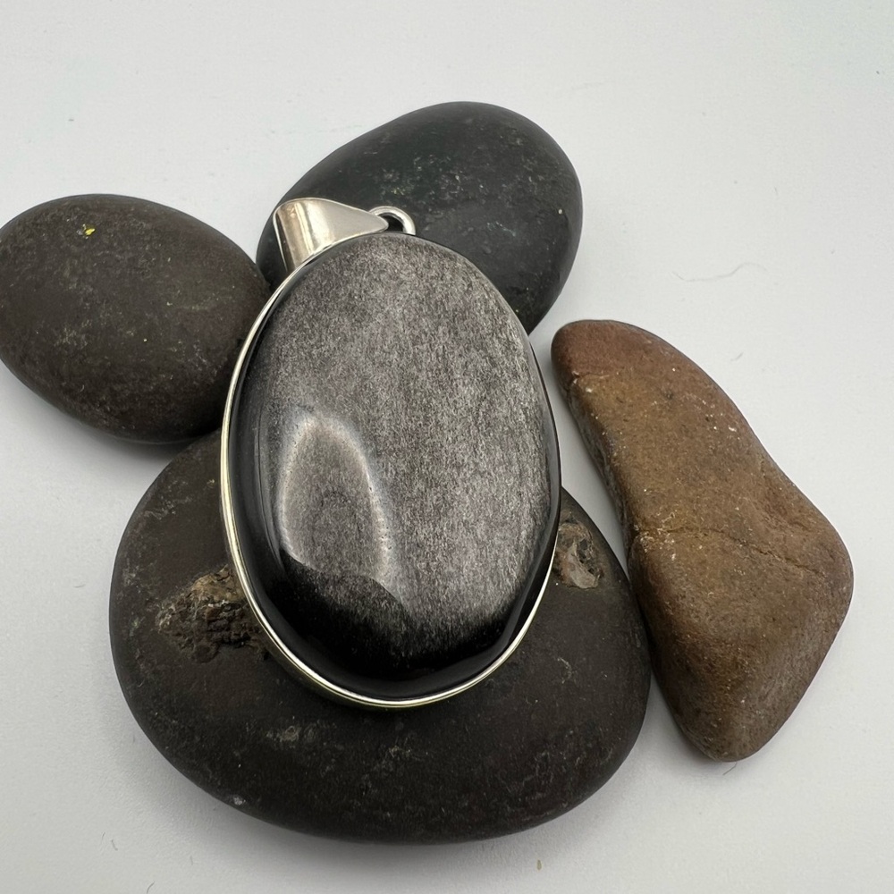 Black Onyx and Sterling Silver Pendant Necklace